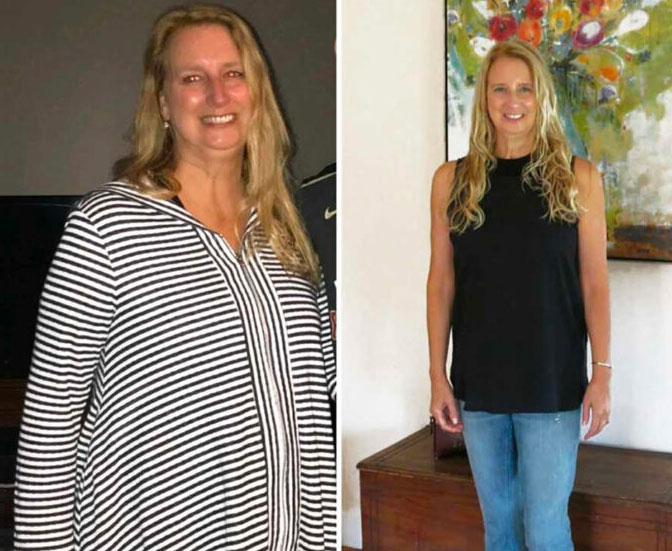 Before and after pictures of a woman who lost 37 pounds.