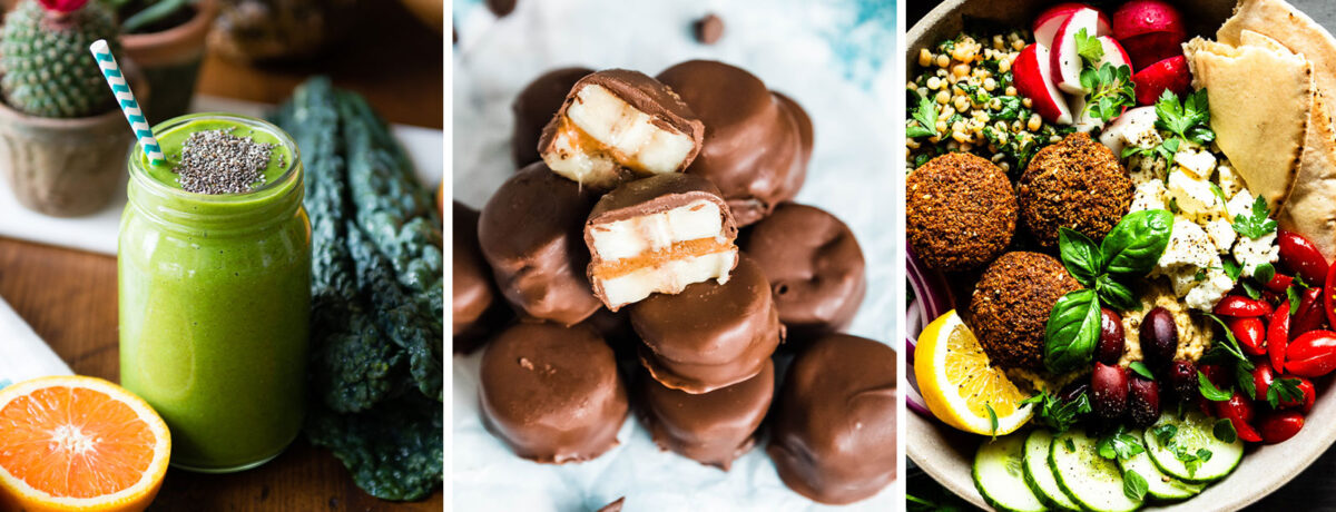 Plant-based meal plan recipes in a row.